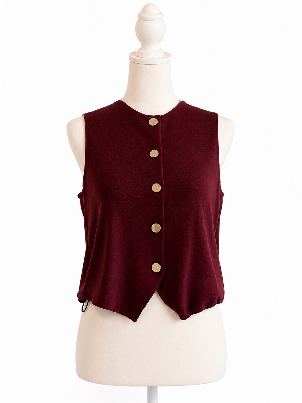 Rachel Zoe Sleeveless Button Tank in Deep Wine